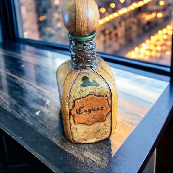Vintage Italian Leather Wrapped Cognac Bottle - Picture 3 of 16